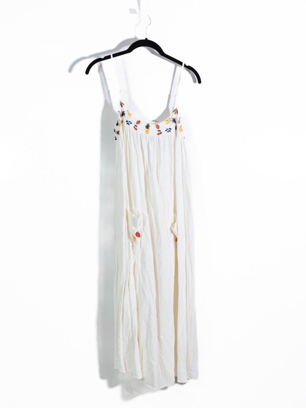 Madewell Fresca Fruit Embroidered Pullover Scoop Neck Midi Dress White Small